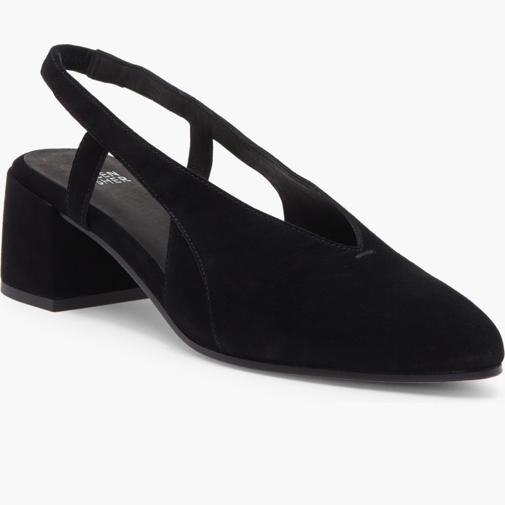 Eileen Fisher Gals Slingback Pump Suede Black NEW in box